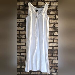 Nwt DKNY white linen midi length dress